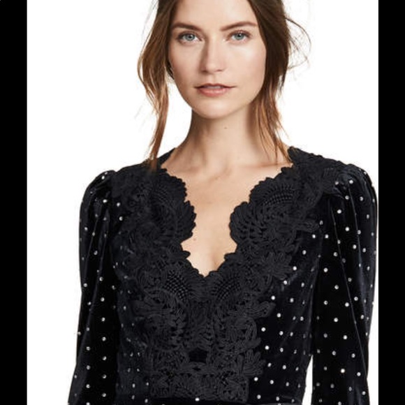 Sparkling Self-Portrait Velvet Dress with rhinestone embellishments throughout - Picture 10 of 13